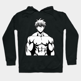 Muscular Anime Man Shirtless Manga Boy Hoodie